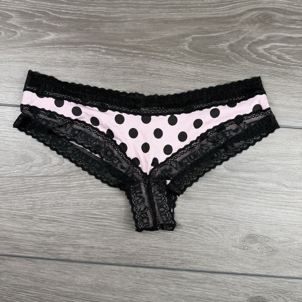 Victorias Secret Women's Cheeky Cotton Lingerie Lace Trim Panties Pink Large New